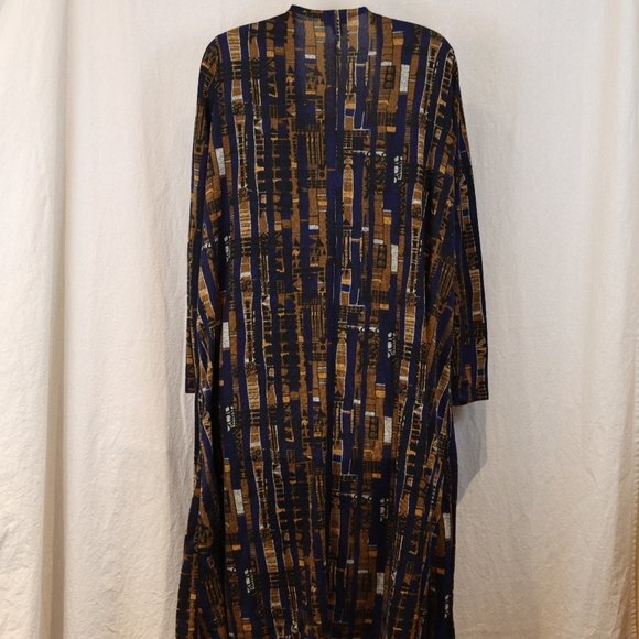 LuLaRoe Geometric Print Joy Long Line Cardigan Medium Cozy Oversized Sweater - Picture 8 of 13